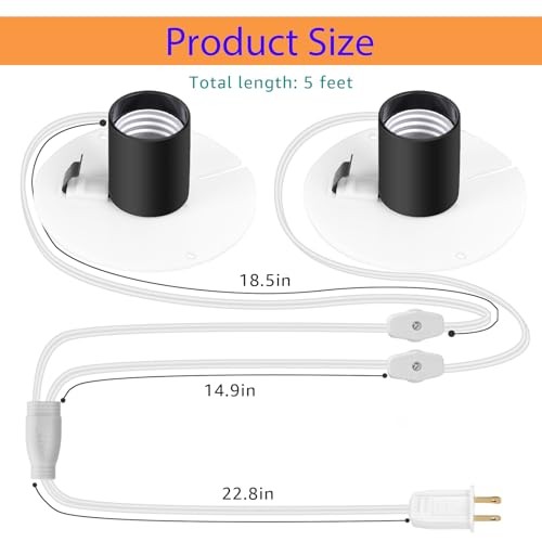 Blow Mold Light Kit Replacement,for MB48 E27 E26 Single Bulb Cord White 2 Set
