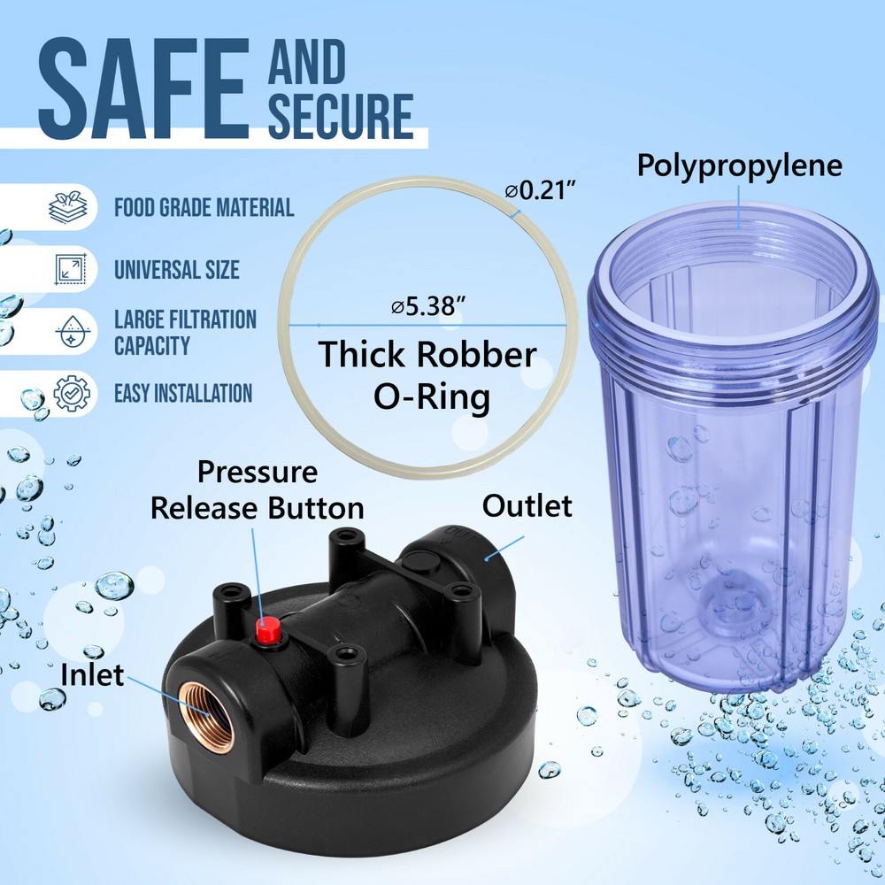 High Capacity Transparent Whole House Water Filter System Granular Carbon Filter