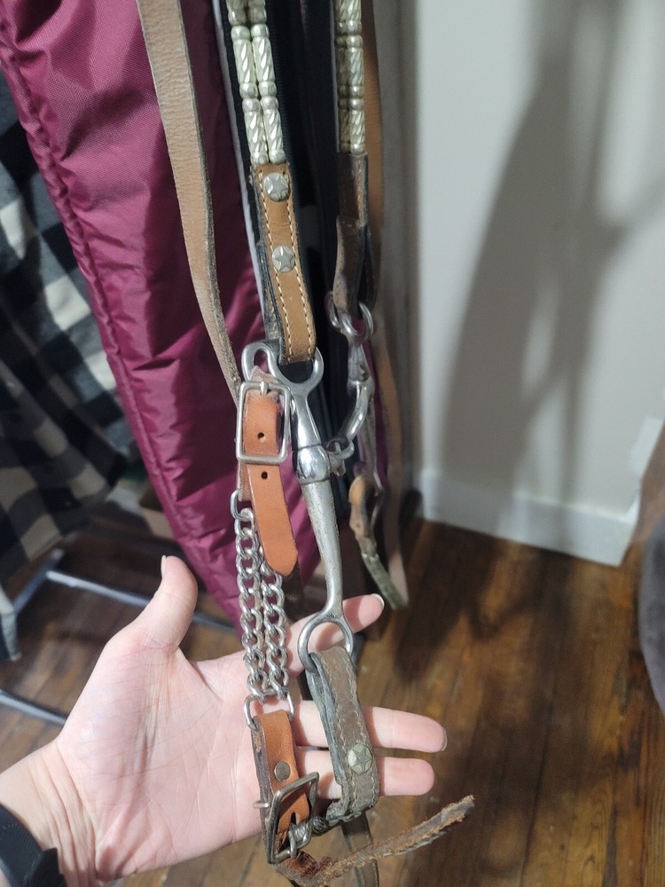 Silver Western Briddle Used On A Large Pony