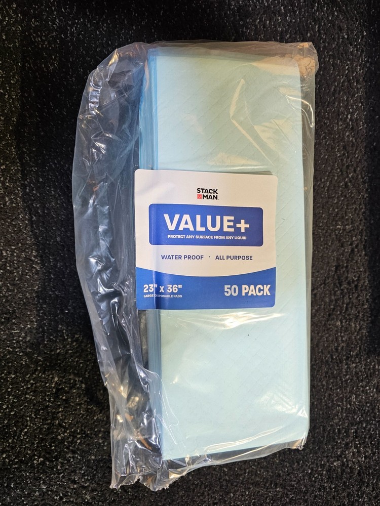 (QTY 100)Stack Man 23"x36" Disposable Absorbent Leak Proof Fluff Protective Pads