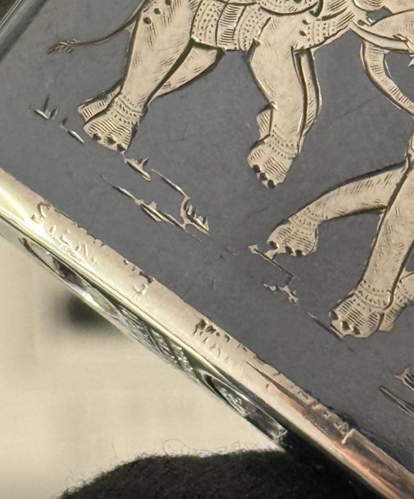 Ronson Siam Dancing Figures Sterling silver Niello lighter