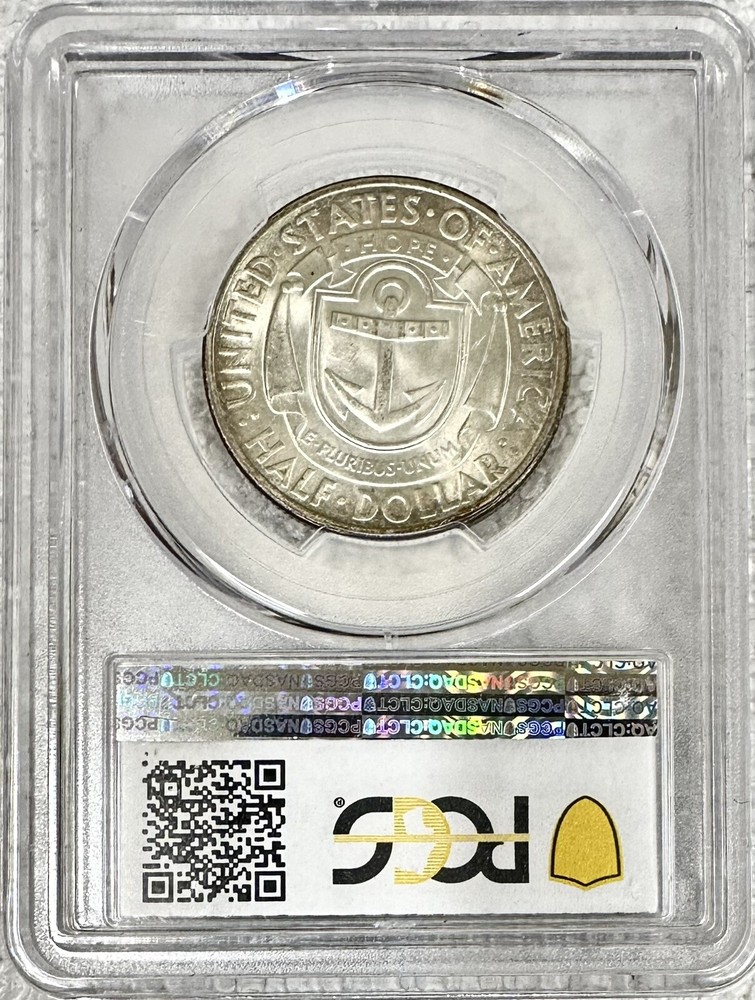 1936 D RHODE ISLAND COMMEMORATIVE HALF DOLLAR PCGS MS67 GOLD SHEILD