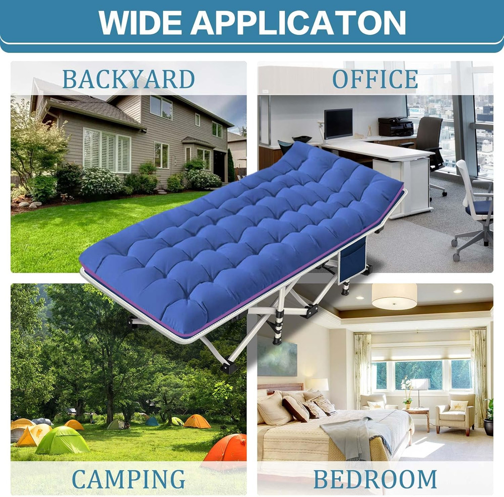 2 Pack Camping Cot with Mattress Comfortable Cot Bed Folding Cot Heavy Duty Cots