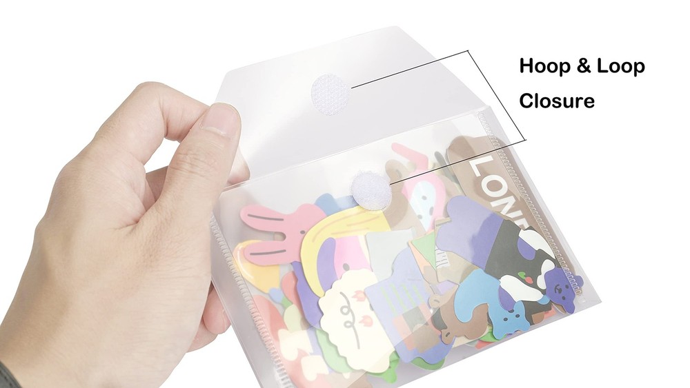 YESSART 40-Pack 3.5x5.5" Plastic Envelopes w/ Hook & Loop Closure, Clear