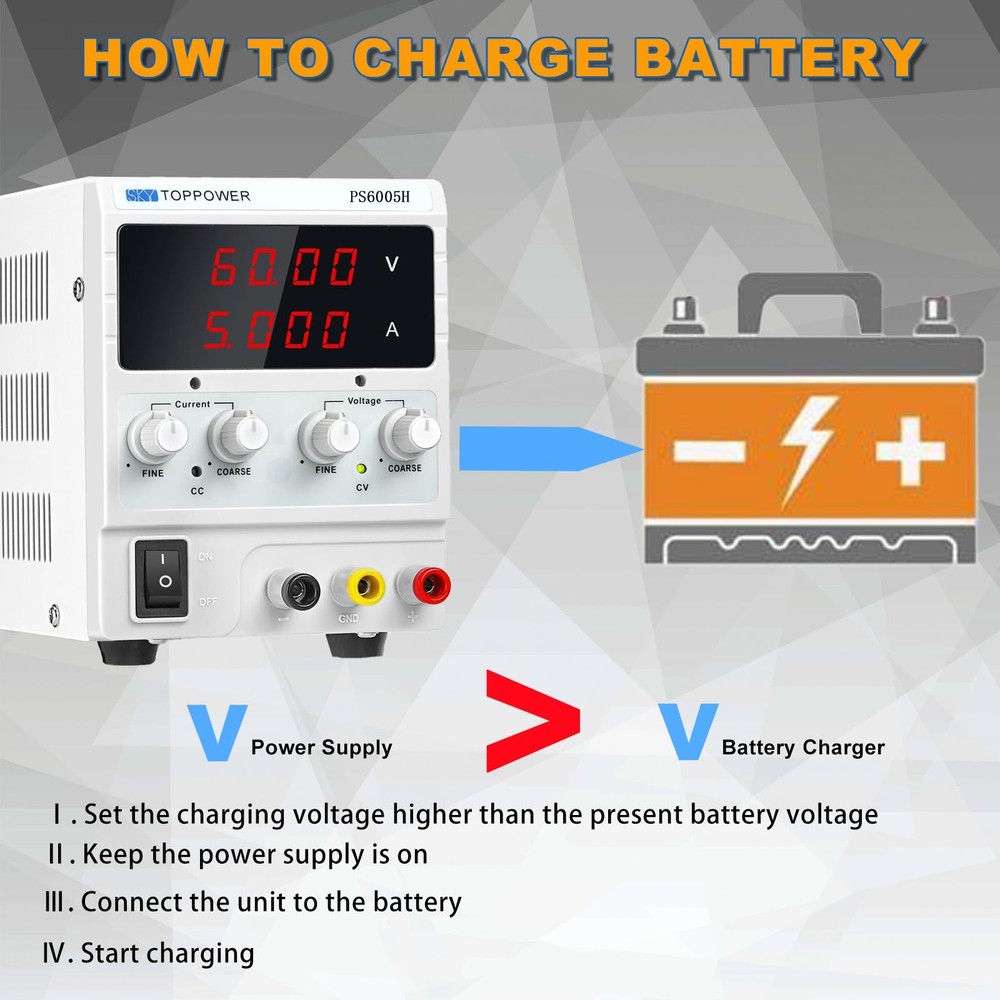 Variable DC Power Supply, 0-60V 0-5A Adjustable Bench Power Supply with 4 Dig...