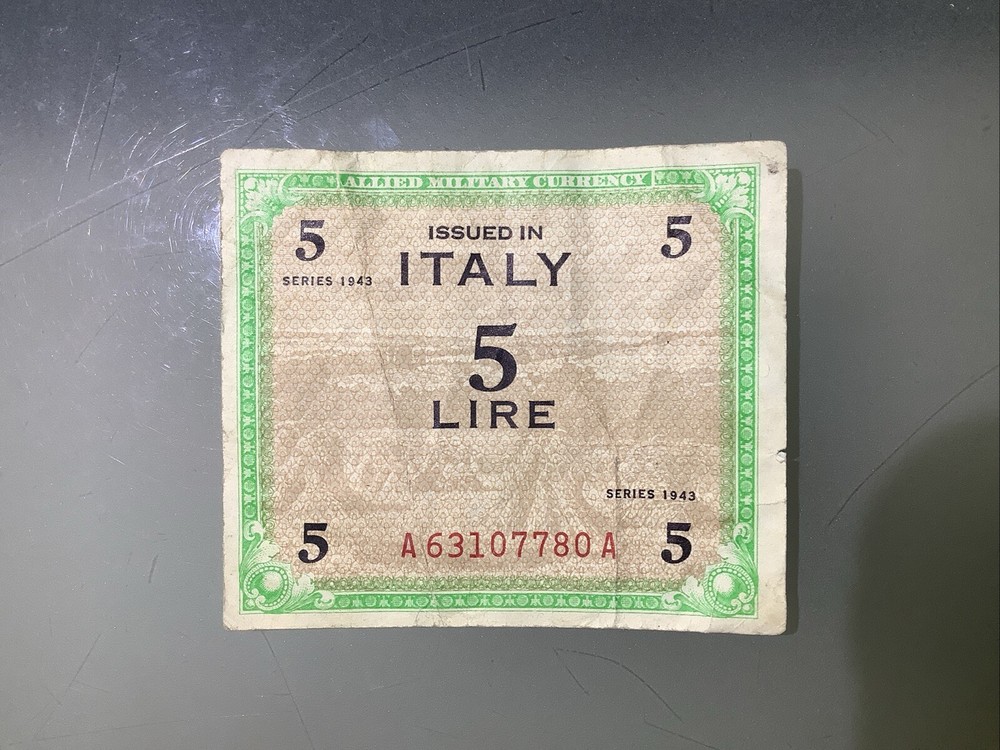 Italy 5 Lire 1943 Circulated