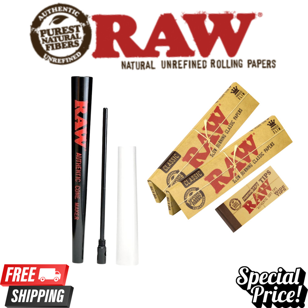RAW Perfect Cone Maker + 2 Black Classic KS Slim Papers + RAW Tips
