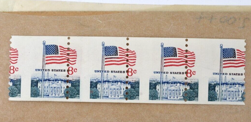 US Stamp Scott 1338G Misperf 8 Cent 1971 Block