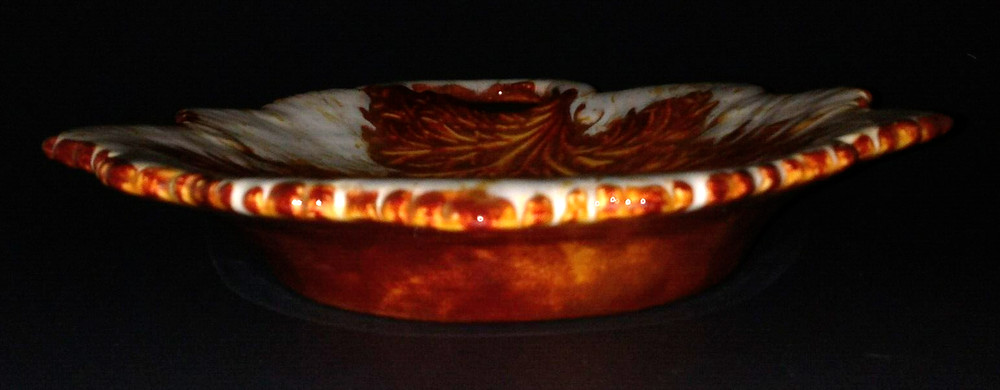 Scallop Edge Leaf Serving Or Candy Dish Fall Colors Ceramic Studio Art Glazed