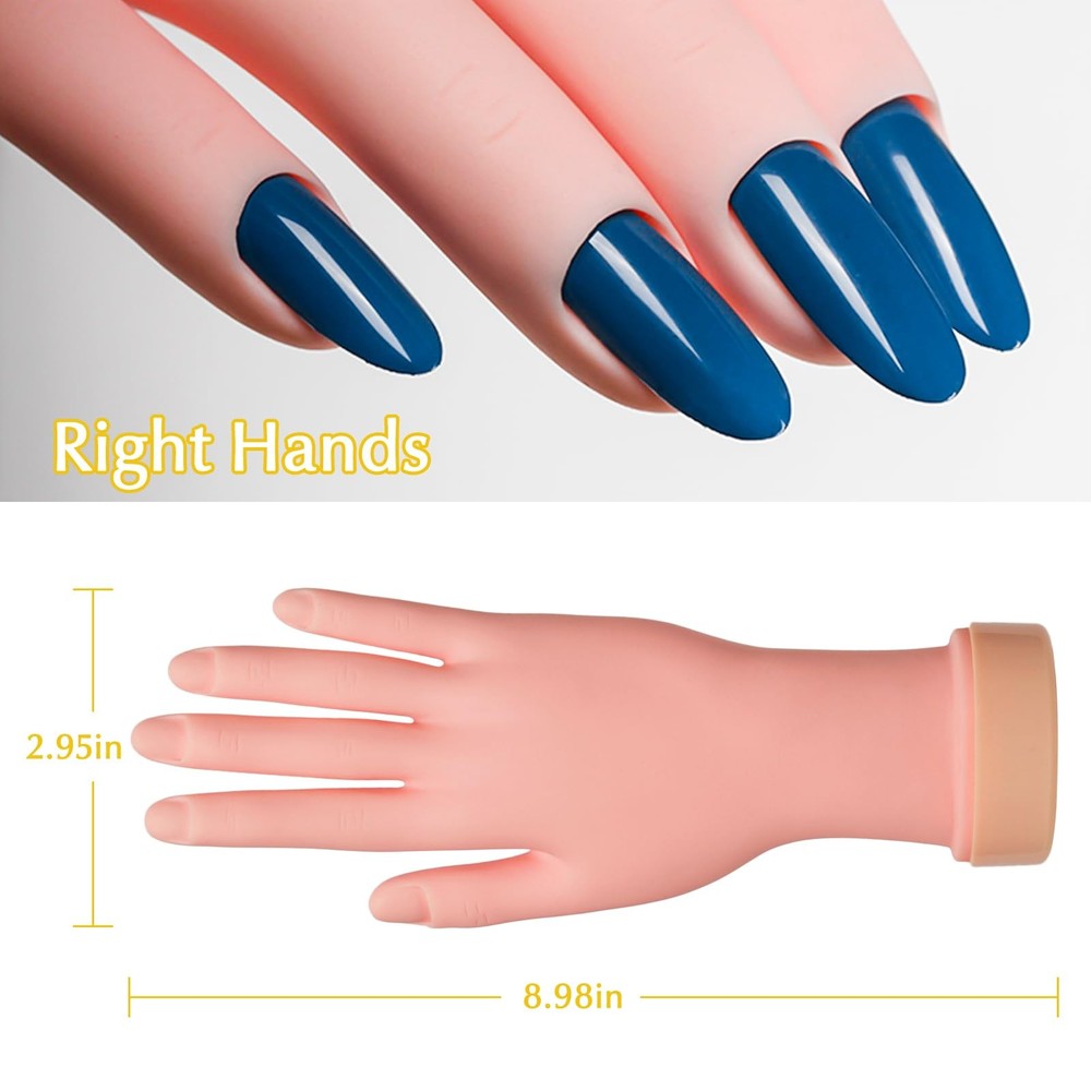 Nail Practice Hand - Practice Nail Tips Art Trainer Training Hand Tool Flexib...