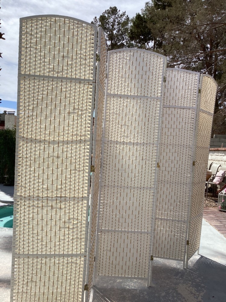 Wicker Room Divider 6 Panel White 83"X117"