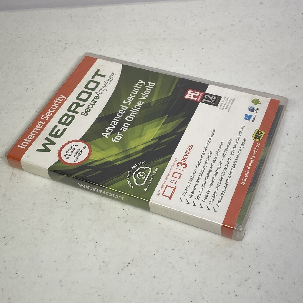 SEALED Webroot Secure Anywhere Advanced Security for PC, Mac Mobile Devices New