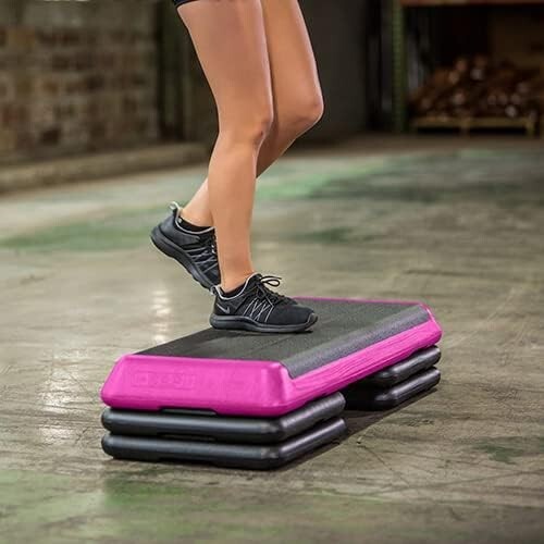 Durable Aerobic Step Platform with 4 Risers - Adjustable Height for Home Workout