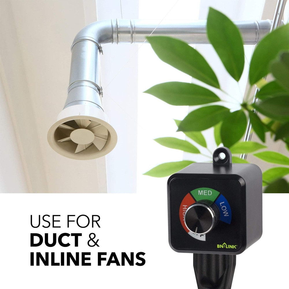 BN-LINK Variable Fan Speed Controller, Plug-In Electric 3 Speed Regulator Adjust