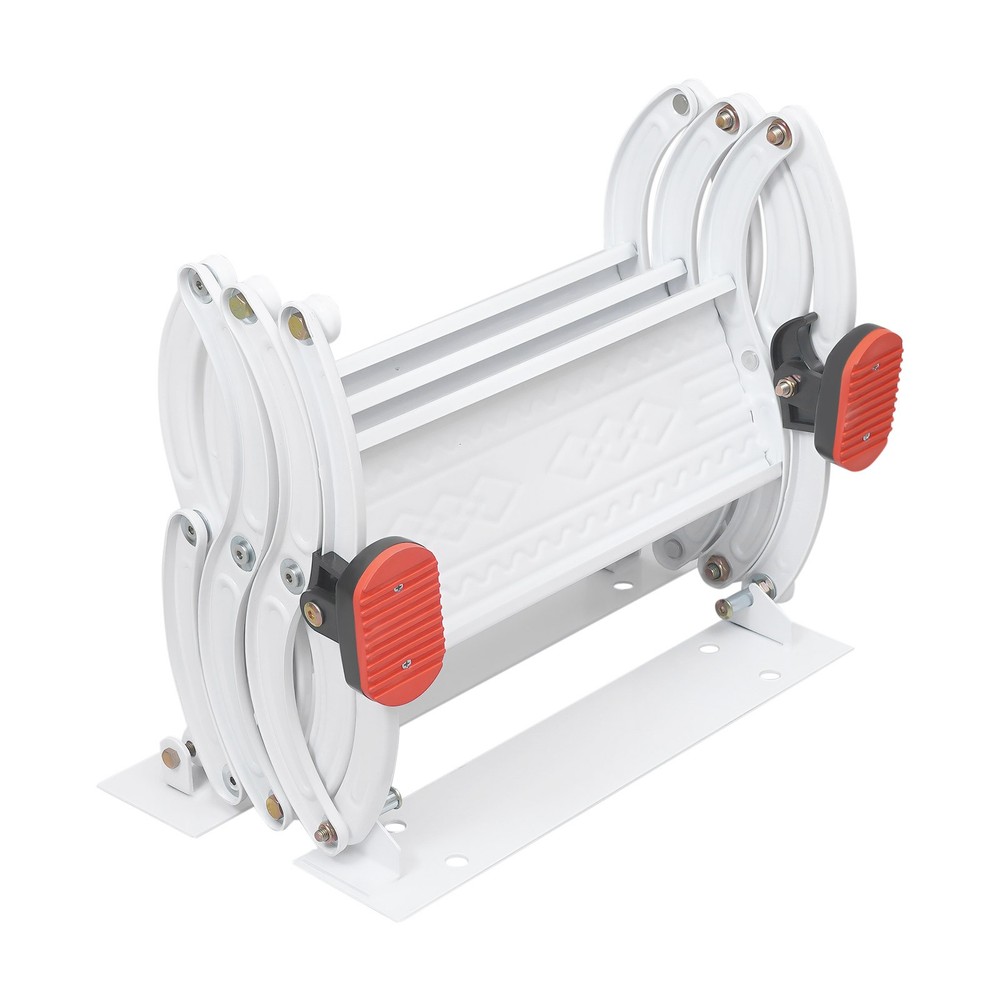 3 Steps Wall Mounted Retractable Ladder Pull Down Telescoping Step Ladder White