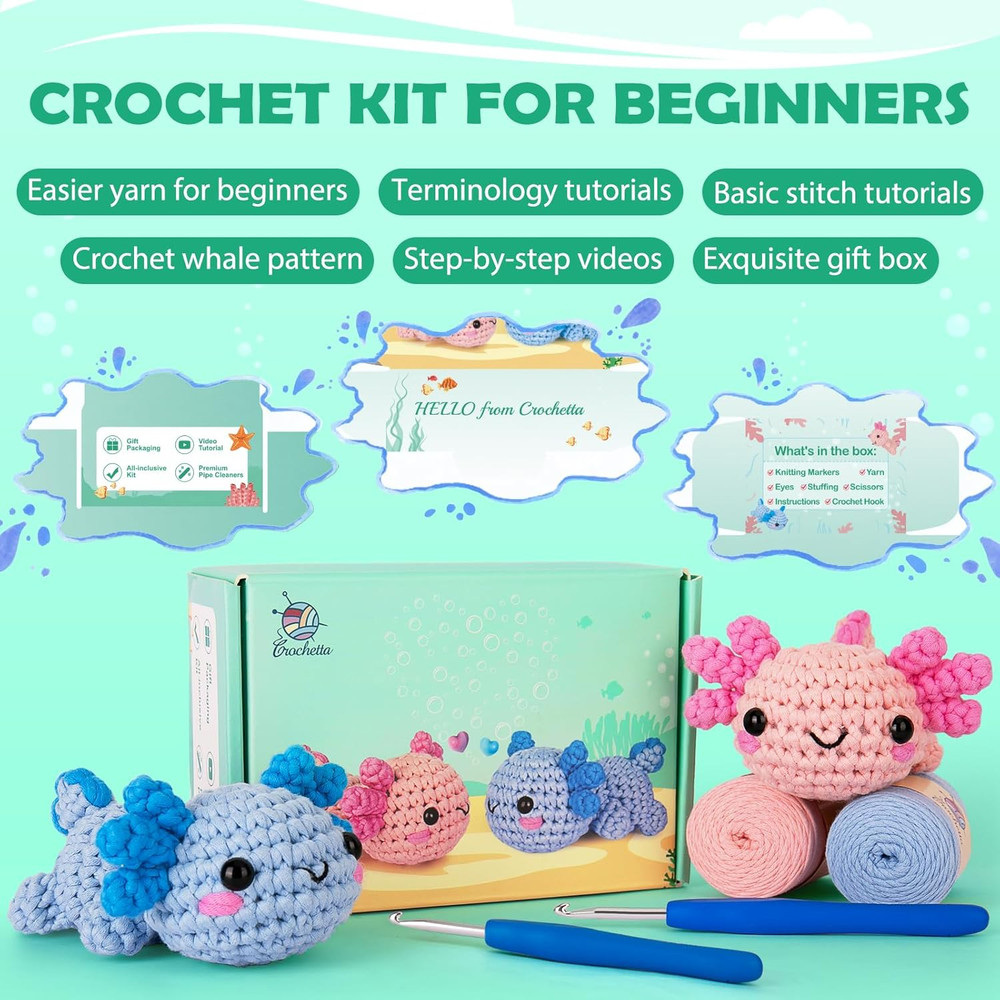 Crochet Kit for Beginner, Crochet Starter Kit W Step-By-Step Video Tutorials, Cr