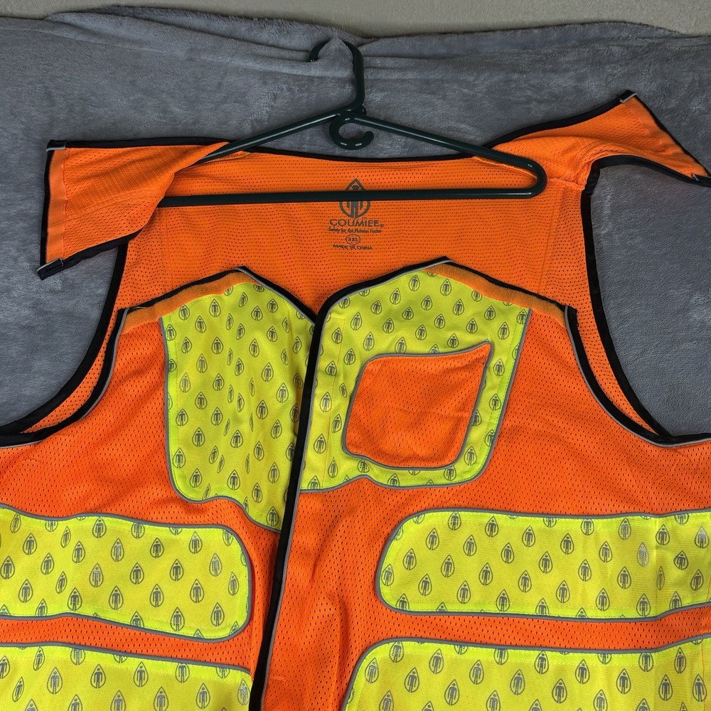 Coumiee Breakaway Safety Vest Custom Reflective 3X Orange Yellow Hook Loop Close