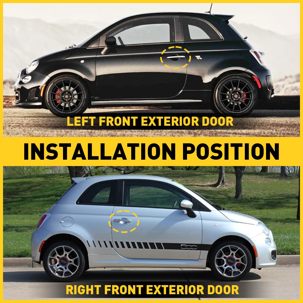 2x Outer Door Fit Handle For 2012-2017 Fiat 500 Left Front & Right Side Chrome