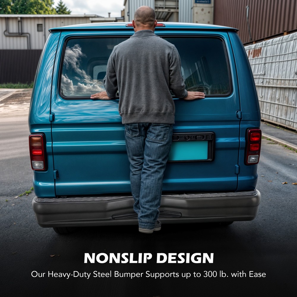 For 1992-2014 E150 E250 Ford Econoline Black Rear Step Bumper Assembly Completed