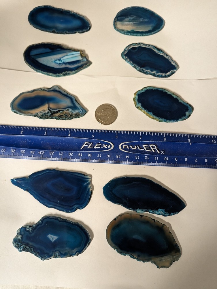 1 large thin agate slice per lot green / blue
