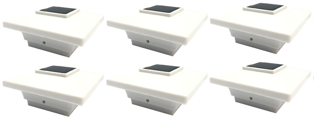Relightable Solar Post Cap Deck Light 4x4 White Low Profile 4LED (6 Pack) PL251