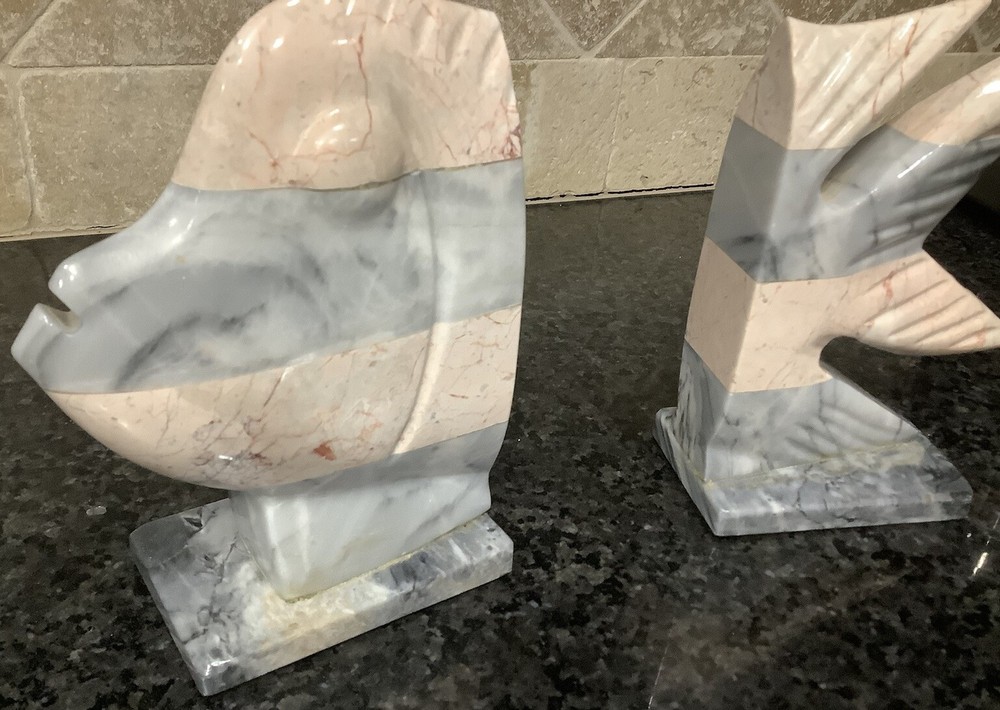 Pair of Marble Stone Fish Bookends