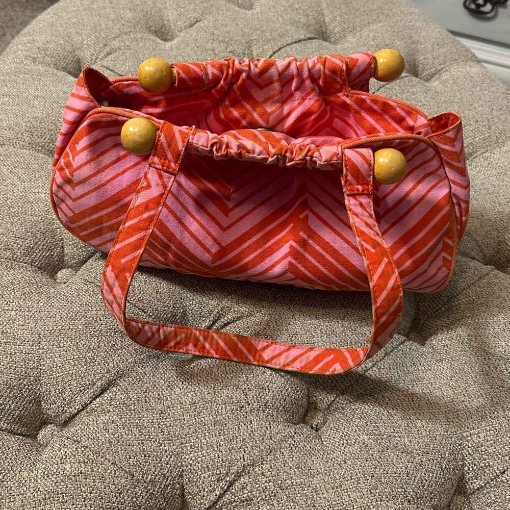 Vintage Old Navy Pink & Orange Chevron Patterned Bag
