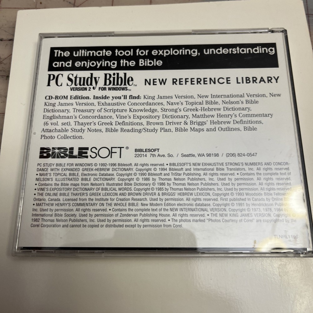 Study Bible PC Biblesoft CD ROM Version 2 Windows New Reference Library