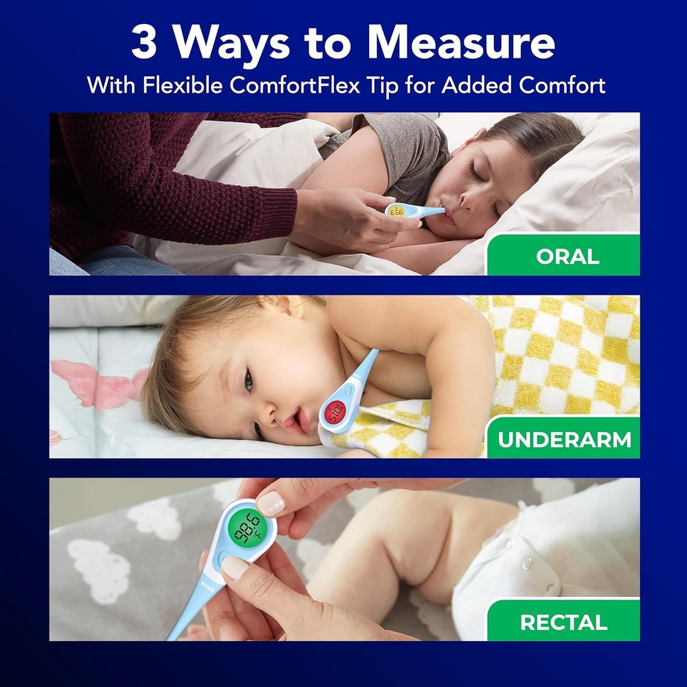 Vicks ComfortFlex Digital Thermometer: Accurate Color-Coded Reading in 8 Seconds