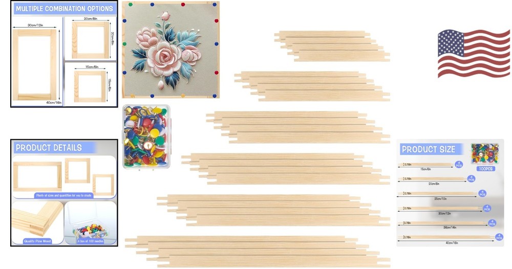 Needlework Stretcher Bar Set with 12 Sets & Customizable Design Options