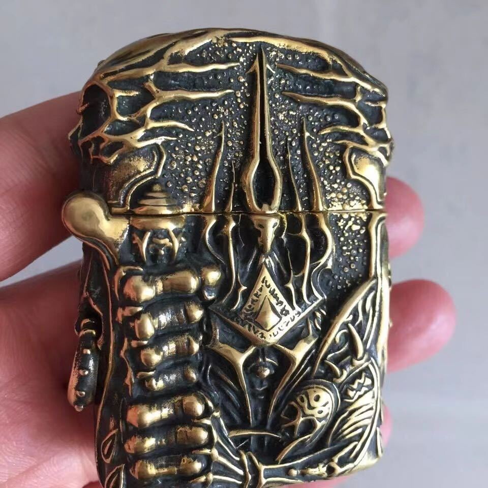 New Zippo oil Lighter skeleton gold with box