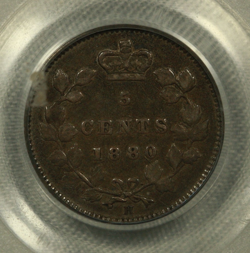 1880-H Canada Five Cent. PCGS F15. Nice.