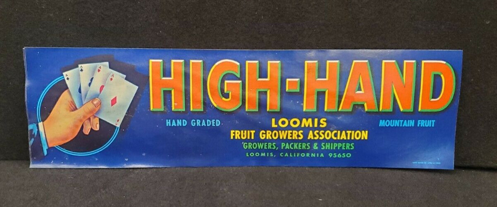 High-Hand Loomis Fruit Growers Association box crate lable