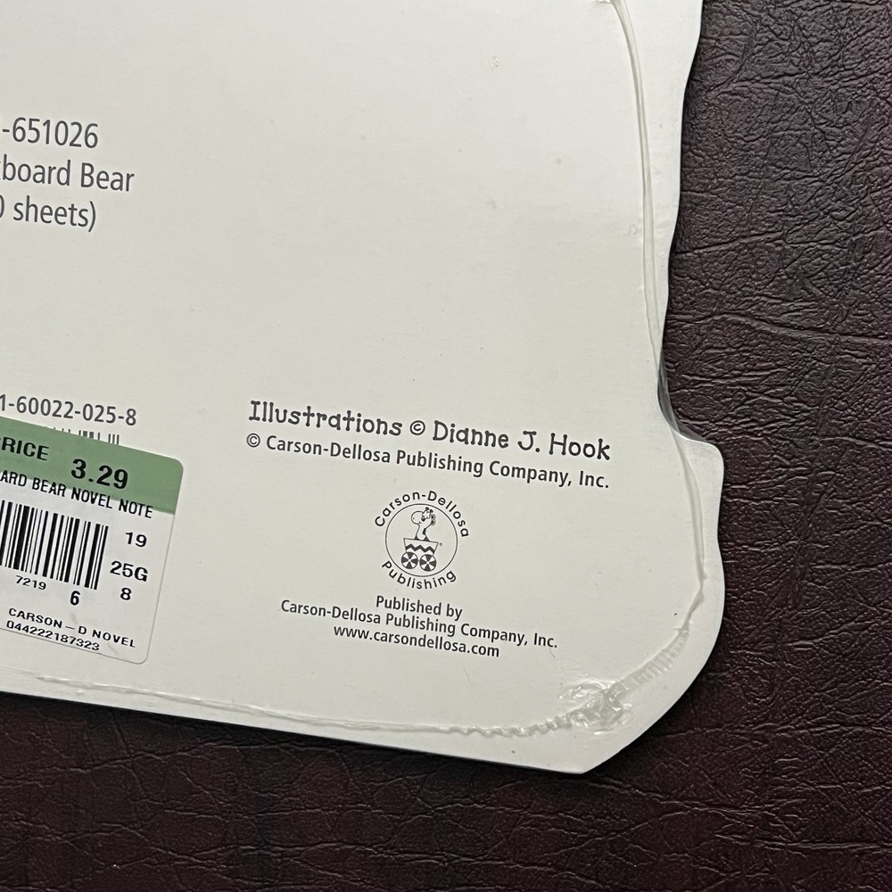 NWT Dianne J. Hook Chalkboard Bear Notepad Paper 60 Sheets