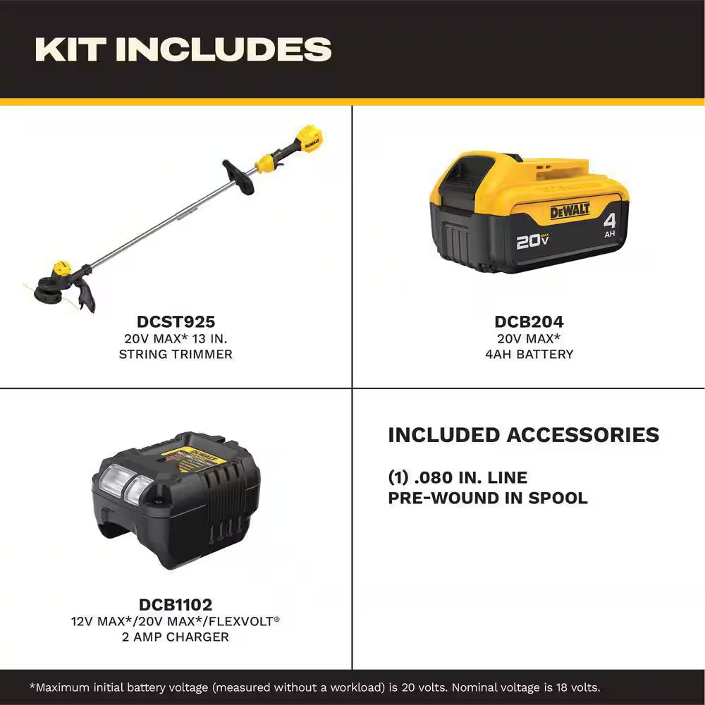 20V MAX Cordless Battery Powered String Trimmer Kit with (1) 4Ah Battery, Charge