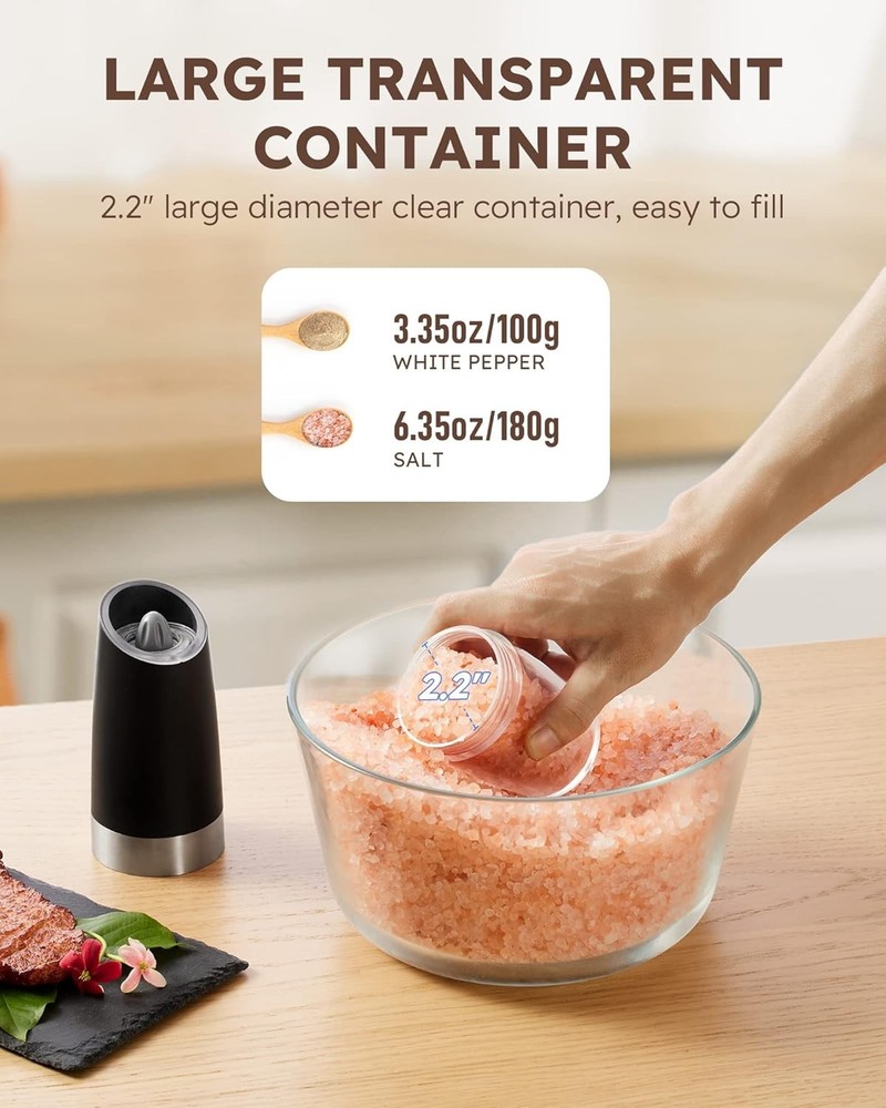 Upgraded Gravity Sensing Salt & Pepper Mill Set - Perfect for Home & Dining
