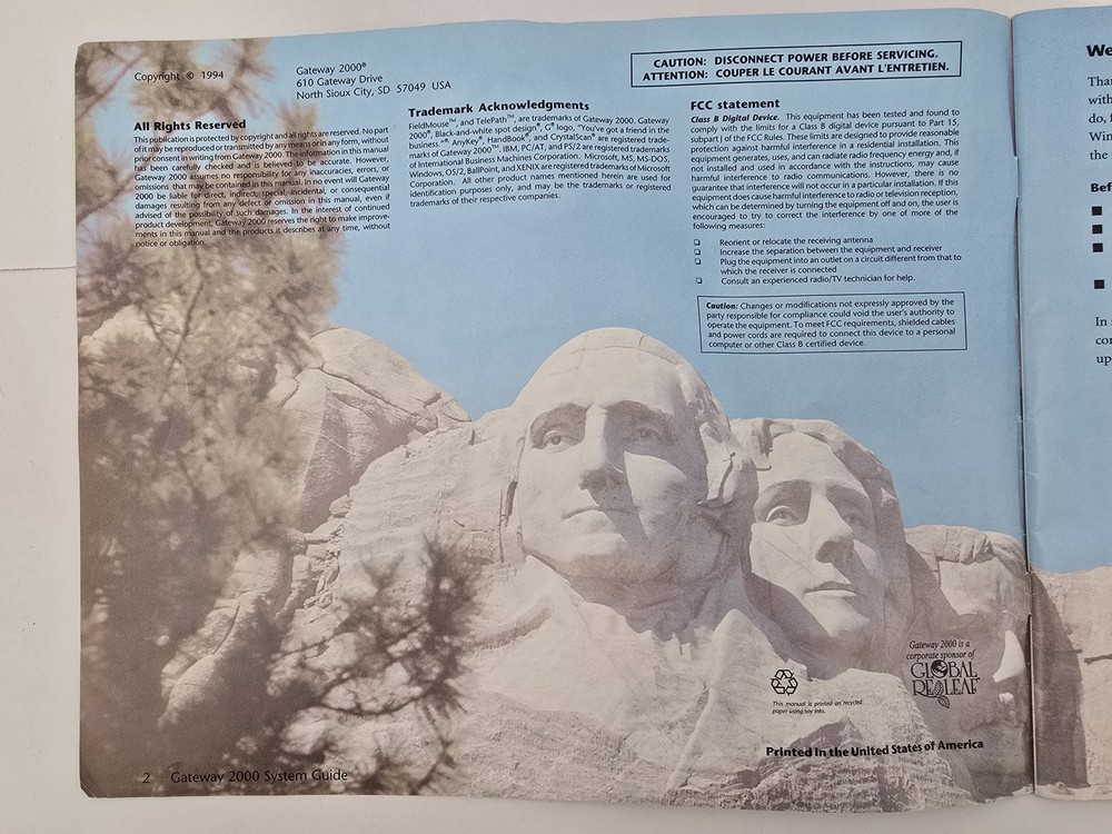 Gateway 2000 Computer System User's Guide Manual Color Instructional Pamphlet