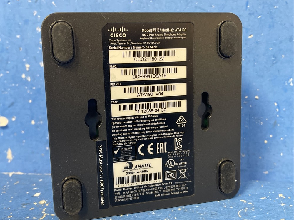 CISCO ATA190 Analog Telephone Adapter