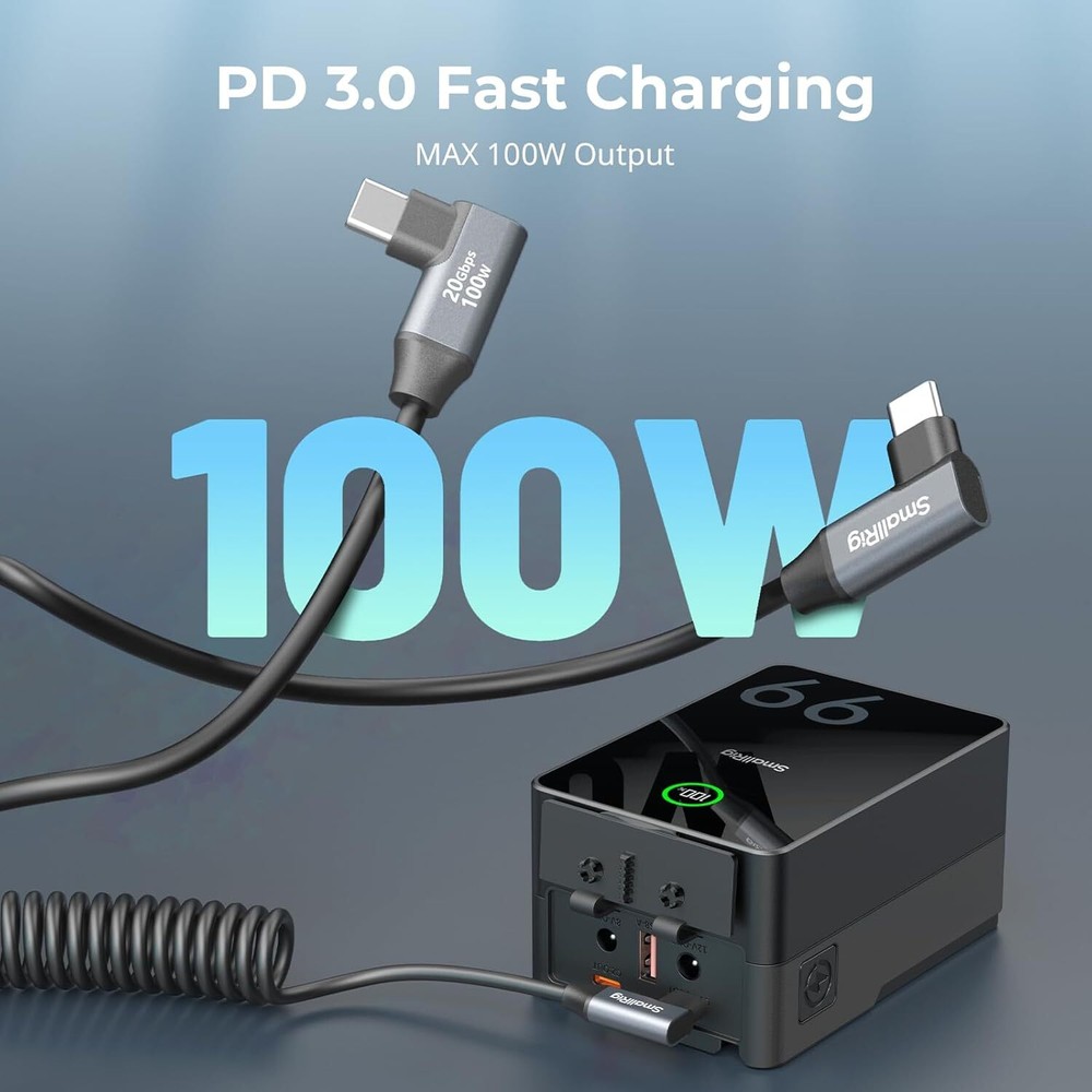 SmallRig USB-C (Straight/Angled) to USB-C (Angled) Coiled Data Cable 4793