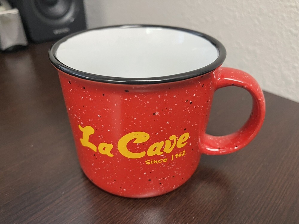 La Cave Red Large Coffee Cup Enamel Ceramic, Camping