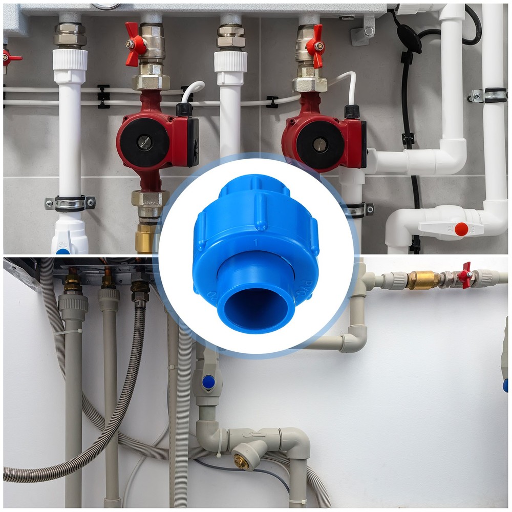 2 Pcs 1/2" Union PVC Coupling Pipe Fitting Adapter, Blue