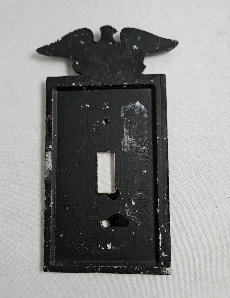 Vintage Black Hammered Eagle Single Light Switch Plate Cover Metal Rustic