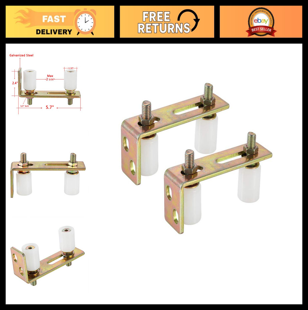 Adjustable Slide Gate Guide Roller Set with L Post Bracket, Dual Nylon Rollers,