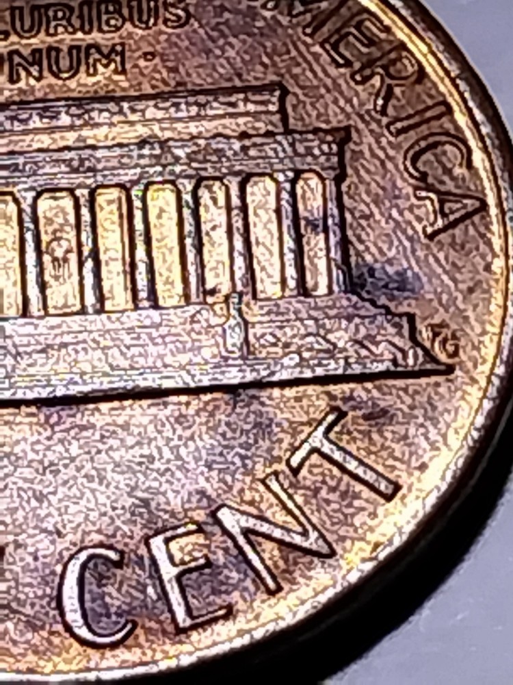 1988 P Error Lincoln Memorial Cent. Reverse Die Cracks.