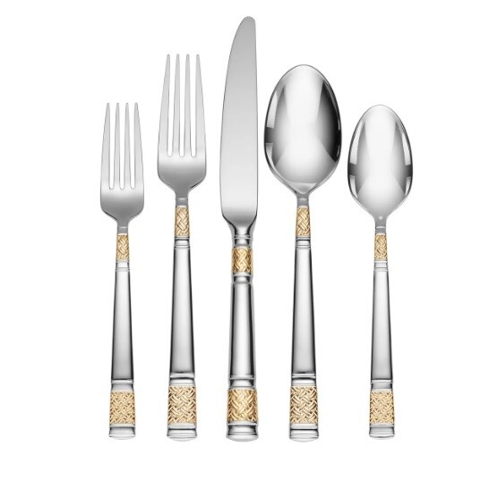 Argent Orava 18/10 Partial Gold Flatware Set Hampton Forge NIB