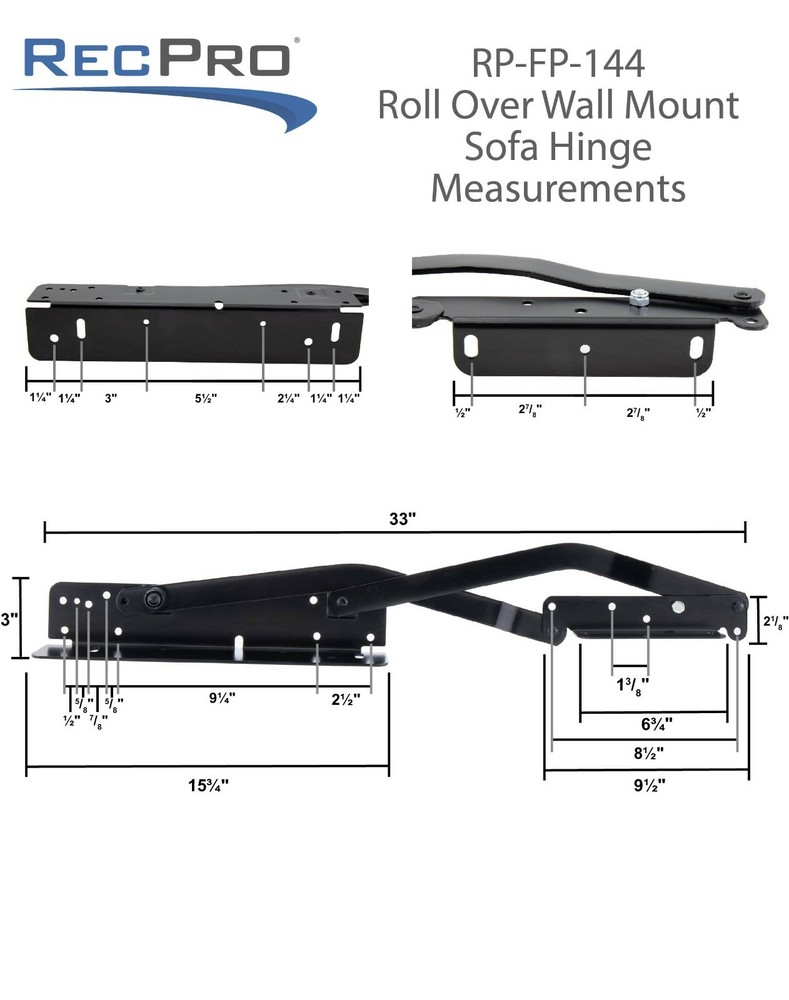 RecPro RV Rollover Sofa/Bed Hinge Mechanism Easily Convert From Couch to Bed