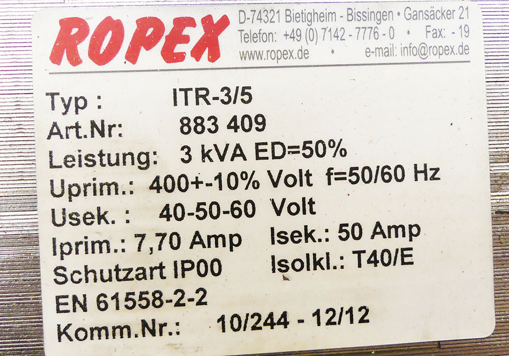 ROPEX ITR-3/5 TRANSFORMER 883 409 -unused-