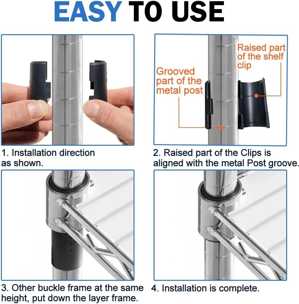 Sturdy 1-Inch Wire Shelf Clips - 100 Pack Easy Install Plastic & Metal Solution