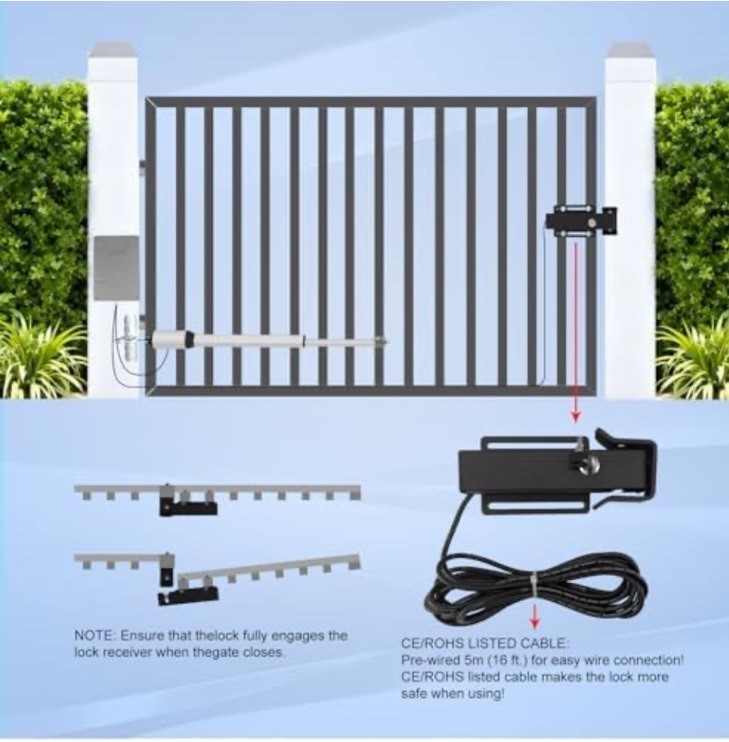 Universal Automatic Electric Gate Lock Gate Operator System Device Safe Secur...