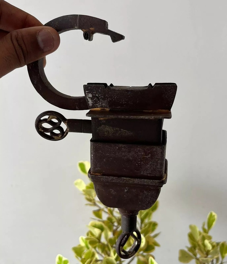 Vintage Iron Handcrafted Unique Shape Solid Heavy 4 Key Padlocks